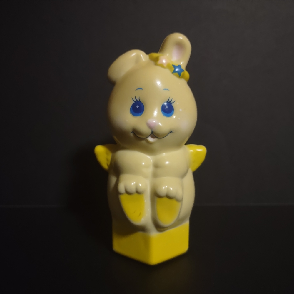Vintage 1984 Mattel Angel Bunny Rabbit Plastic Toy Rattle Made in Hong Kong